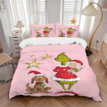 3 tk Grinch J&otilde;ulupidustuste Voodipesukomplektid K&otilde;ikidele Suurustele Uus 3D Prinditud Voodikate Tekikate Tekikate Padjap&uuml;&uuml;r Magamistoa Kaunistus 140cmx200cm
