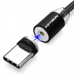 KEYSIONi magnetkaabel 1M mikro-USB-t&uuml;&uuml;pi C Apple Lightning telefonikaabel LED-laadimiskaabel nailonjuhe Type-C
