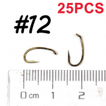 Premium 25 tk Egg Caddis Offset k&auml;rbse sidumiskonks 2x tugev terav n&uuml;mf konksud lend&otilde;nge konks Suurus #10 12 14 16 18 pronks #12