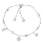 Les Tr&eacute;sors De Lily [Q2874] - Bracelet Argent 'Pimprenelle' blanc argent&eacute; (rhodi&eacute;) - 6 mm h&otilde;be