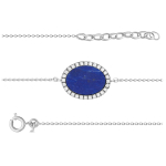 Altesse [Q7932] - Bracelet argent 'Sissi' bleu lapis lazuli blanc argent&eacute; (rhodi&eacute;) - 17x14 mm sinine