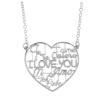 Les Tr&eacute;sors De Lily [Q9378] - Collier Argent artisanal 'Love' argent&eacute; (rhodi&eacute;) - 26x25 mm (I love you) h&otilde;be