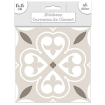 Les Tr&eacute;sors De Lily [Q7339] &ndash; 6 greiži tsementplaatide kleebise komplekt &ndash; 15x15 cm beež