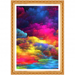 Teemantmaalimine V&auml;rvilised pilved Pilt T&auml;ielik teemanttikandid Ikoon Ristpistes &uuml;mmargune muster 20X30CM