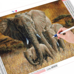 5D teemantmaal, t&auml;ispuur, &uuml;mmargune loomtikandid, ristpistes elevant 20X30CM