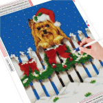 Teemanttikandid Ristpistes J&otilde;ulud Teemantmaali Koerte Komplekt Mosaiik Loomade Uusaasta Kingitus Seinakunst Full Round (20X30CM)