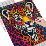 Teemantmaaling Leopard t&auml;isruudukujuline ristpistes komplekt 5D DIY Teemanttikandid Loomamosaiik Kodukaunistus Full Round (20X30CM)