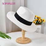 SOMALER Panama suvised m&uuml;tsid naistele Mees P&auml;ikesekaitse Straw Hat Ranna UV-kaitsega reisim&uuml;ts One Size valge