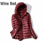 Naiste vabaaja kapuutsiga 90% valge pardi sulejope tuulekindel soe s&uuml;gistalv S-5XL L veinipunane v&auml;rv