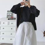 Johnature Korea linasest naiste topsid Pluusid S&uuml;gisvintage &otilde;&otilde;nsad lahtised &uuml;hev&auml;rvilised naiste s&auml;rgid One Size valge