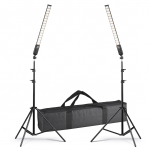Andoer Studio fotograafia valgustuskomplekt, mis sisaldab 2 * k&auml;eshoitavat LED-valgustit, 3000K-5700K h&auml;mardatav must