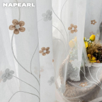 1 TK NAPEARL Daisy tikitud t&uuml;llkardin Moodne moodne aken L&auml;bipaistev armas t&uuml;llkardin elutuppa W150cm x L250cm pruun