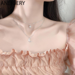 ANENJERY naiste moeehted Kahekihiline Star Moon Clavicle kett kaelakee naistele T&uuml;drukutele kuubik tsirkoon kaelakee kingitus S-N576