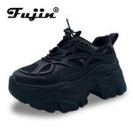 Fujin 7cm paksud tossud platvormkingad Wedge naistele vabaajajalatsid Hingavad suvekingad Naiste moed tossud kevadised 35 must