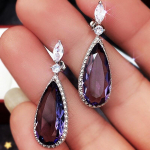 Bella Box Teardrop Purple CZ Stone Drop K&otilde;rvar&otilde;ngad Kvaliteetne h&otilde;bedane Imeilus Naiste Aksessuaarid Pulma trend Kuumad Ehted lilla