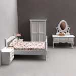 1 komplekt ilus k&auml;sitsi valmistatud v&auml;ike nukumaja magamistoam&ouml;&ouml;bel 1:12 Miniatuurse mudeli stseeni prop