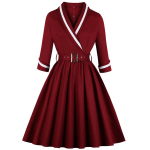 Naiste kleit Puuvillane V kaelus, pikkade varrukatega Swing Vintage kleidid &Otilde;htune pidu kokteil &Otilde;htu v&auml;ljas&otilde;it &Auml;rip&auml;eva vabaajar&otilde;ivaste suurus S-4XL M tumesinine v&auml;rv