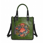 Johnature hiina stiilis retro reljeefne naiste kott ehtsast nahast mitmek&uuml;lgsed ehtsast lehmanahast suure mahutavusega &otilde;lakotid roheline