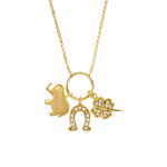 Les Tr&eacute;sors De Lily [R4943] - K&auml;sit&ouml;&ouml;na valmistatud h&otilde;bedast kaelakee  Lucky charm  valgest kullast - 15x10 mm (elevant) valge