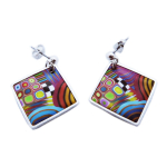 Les Tr&eacute;sors De Lily [R6508] - K&auml;sitsi valmistatud k&otilde;rvar&otilde;ngad Columbine & Harlequin, mitmev&auml;rviline h&otilde;be (teemant) - 28x28mm mitmev&auml;rviline