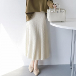 MOUKYUN s&uuml;gisene naiste &otilde;huke silmkoeline seelik naistele elegantne A-joonega pikad maxi seelikud Korea mood vabaaja Midi seelikud Faldas One Size valge