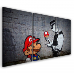 Kolmeosalise pildiga l&otilde;uenditr&uuml;kk Banksy Mario Graffiti 60x40 hall v&auml;rv