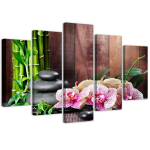 Viieosalise pildiga l&otilde;uendiprint Orchid Stone Bamboo 100x70 pruun