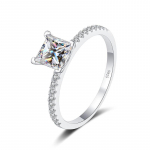 Bague Ringen 1 v&otilde;i 2CT Princess Cut Moissanite kihlas&otilde;rmus VVS Solitaire Diamond Promise Pruudis&otilde;rmus naistele Pulmaehted 1ct No.5 roheline