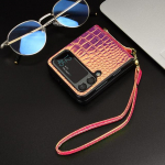 Kukkumisvastane p&otilde;rutuskindel nahast rahakoti&uuml;mbris Samsung Galaxy Z Flip4 5g Flip 4 Flip3 Flip 3 telefonirihma kaitse&uuml;mbrisega for Samsung Z Flip 4 kuld