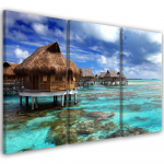 Kolmeosalise pildiga l&otilde;uendiprint Tropical Beach 60x40 sinine
