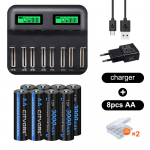 CITYORK taaslaetavad AA akud NIMH AA 3000mAh 1,2V aku aa 2A koos 1,2V nutika LCD-akulaadijaga AA/AAA/C/D jaoks