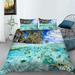 3D Loodusmaastiku Voodipesukomplekt, Maastikuga Tr&uuml;kitud Udusule Tekk ja Padjap&uuml;&uuml;r 2/3 Osaline, Pestav ja Kiiresti Kuivav Kodu Dekoratsioon Baby 100x135cm