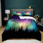 3D Arctic Aurora voodipesukomplekt Ilus maastik tekikate padjap&uuml;&uuml;r 2/3 t&uuml;kki AU180 * 210 t&auml;issuuruses kiiresti kuivav kodusisustus DE 135x200cm