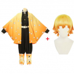 Anime Demon Slayer Kimetsu no Yaiba Agatsuma Zenitsu Cosplay Kost&uuml;&uuml;m Naiste Kimono Vormiriietus Halloweeni j&otilde;ulupeo riided 110cm