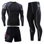 Meeste kamuflaaž talveriiete Spordi termopesu komplekt Kokkusurutud nahaga sukkp&uuml;ksid pikad Johns Meeste termiline 3-osaline spordikomplekt 2XL must