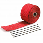 Universaalne 5M mootorratta heitgaaside termiline lindi p&auml;is toru soojusm&auml;his teip Klaaskiust termokaitse roostevaba terasega punane