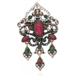 B&uuml;tsantsi stiilis naiste Resin Vintage pross Antiik-kuldv&auml;rvi etnilised pulmaehted punane