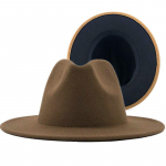 Unisex v&auml;lishall sisemine kollane villane vildist Jazz Fedora m&uuml;tsid &otilde;hukese v&ouml;&ouml;pandlaga Meeste naiste laia &auml;&auml;rega Panama Trilby Cap 56-58cm 56-58CM