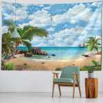 Kaunis loodusmaastiku seinavaibast seinarippuv ranna piknikuvaip matkatelgi magamisalus kodukaunistus 95x73cm