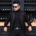 Ehtsast nahast lambanahast &uuml;likond krae krokodillimustriga jope jakk Meeste ehtsast nahast &uuml;likond kaelarihm vabaaja jope L