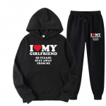 Paarikomplektid I ​​Love My Boyfriend Print Meeste Hoodid Dressip&uuml;ksid 2 TK &Uuml;likonnad Naiste Spordidressid Dressip&uuml;ksid ja Joggers Armastuskomplektid L