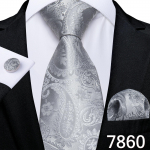 H&otilde;behall 8,5 cm kaelasideme komplekt meestele T&auml;istriibuline siidist lips Hanky ​​mansetin&ouml;&ouml;bid Pulma&auml;ri lips N-7860