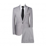 2tk/komplekt Meeste &uuml;hev&auml;rviline &auml;ririiete rev, pikkade varrukatega, &uuml;herealine bleiser Slim Fit, keskmise k&otilde;rgusega pikkade p&uuml;kste komplekt 2XL hall