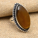 Tiger's Eye kalliskivi k&auml;sitsi valmistatud tahke 925 sterlingi h&otilde;bedast s&otilde;rmuse ehted armastuse jaoks 4 kollane