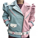 naiste nahktagi, pastellnahkjakk,roosa Nahkjakk,vikerkaare mitmev&auml;rviline,mootorratta,biker cafe v&otilde;idus&otilde;itja jakid,slim fit jakid,KINGITUS TALLE XXL valge/roosa