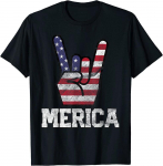Merica Rock Sign 4. juuli Vintage Ameerika lipp Retro USA Unisex T-s&auml;rk S