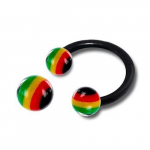 Labret Piercing Jewel Horseshoe Jamaica Ball Bioflex 10mm