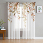 T&auml;nup&uuml;ha S&uuml;gis Metsikud Lilled Voile kardinad magamistoas t&uuml;llist aknakardinad elutuppa L&auml;bipaistvad kardinad rulookardinad kardinad W65X60H(cm)X2Pcs&Hook