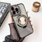 Luksuslik teemantraam, galvaniseeritud magnetiline Touch Up Mirror Holder telefoni&uuml;mbris iPhone 15 Pro Max 14 13 12 Pro 11 kukkumiskaitsega iPhone 15 Pro Max must