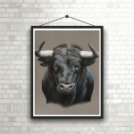 DIY teemantmaal Bighorn Black Bull Cross Stitch Kit Mosaic Art Teemantmaal T&auml;isringi/ruudukujuline teemant Kodukaunistus Round 20x30cm